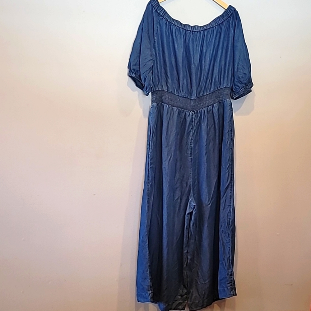 Simply Be Indigo Off-Shoulder Wide Leg Romper